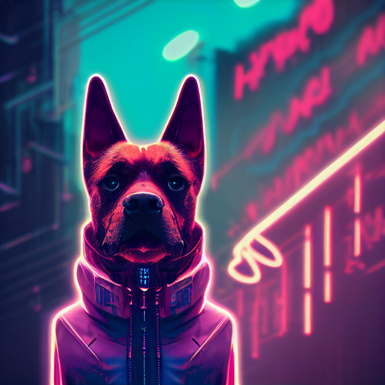 Psychedelic Neon Cyber Dogs