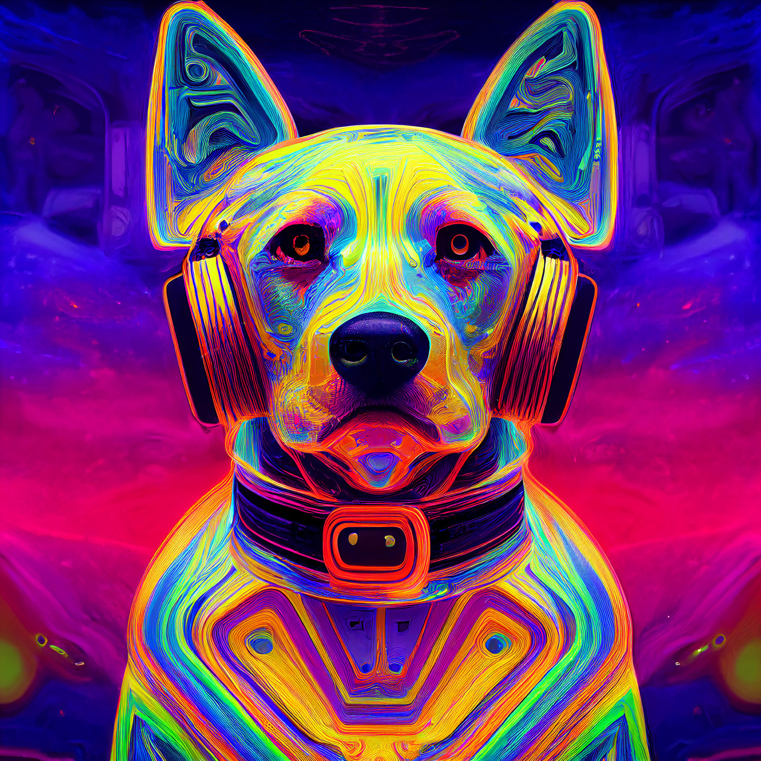 Psychedelic Neon Cyber Dogs